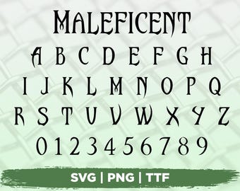 Malefic Font, Maleficent Font SVG, Halloween Cricut Font, Silhouette, PNG, TTF (Digital Download)