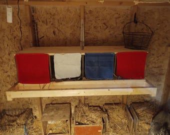 4-Box Heated Chicken Nesting boxes for winter months. Keeps eggs from freezing! Downloadable PDF