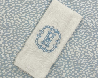 Powder Blue Appliqué Initial Hand Towel