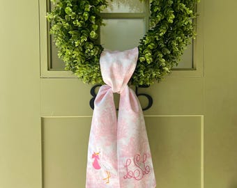 Custom Birth Announcement Wreath Sash