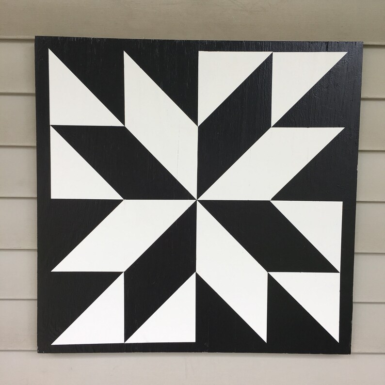 Black & White Hidden Star Barn Quilt Etsy
