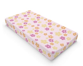Barbie Inspired Floral Pattern Changing Pad Cover | Girly Nursery Decor