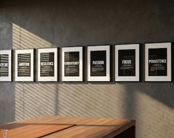 50 Motivational Definition Prints | Office Wall Art Bundle (Digital Download)