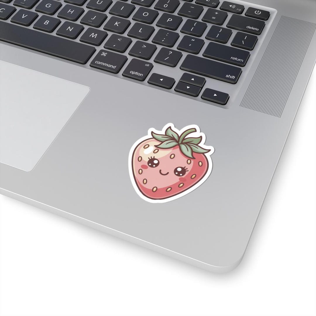 Kawaii Strawberry Sticker - Glossy Vinyl Decal - Etsy