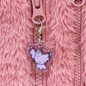 Pigeons (Series 1) Zipper Pull - Classic Gray - 1&quot; zipper charm for coat or bag, gifts for bird lover, pigeons as pets, sweet pastel pigeon