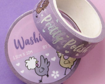 Pretty Polish Washi Tape - polish chicken stationery decorative washi border tape for planner, planning accessory, pastel soft sweet birds