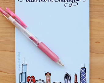 Chicago Landmark Note Pad: Illinois Souvenir Travel Gift