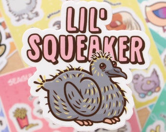 Baby Pigeon "Little Squeaker" - 3" Vinyl Sticker - Benefitting Wild Bird Fund - cute baby chick, dove stickers, bird decal, gifts bird lover