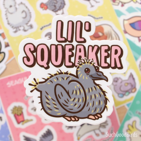 Baby Pigeon "Little Squeaker" - 3" Vinyl Sticker - Benefitting Wild Bird Fund - cute baby chick, dove stickers, bird decal, gifts bird lover