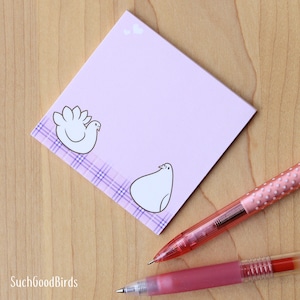 Piccioni 3x3&quot; Note Pad - regali di colombe per taccuino custode di piccioni, mini note, regali per gli amanti degli uccelli, uccello dolce morbido rosa pastello, simpatico regalo di uccelli