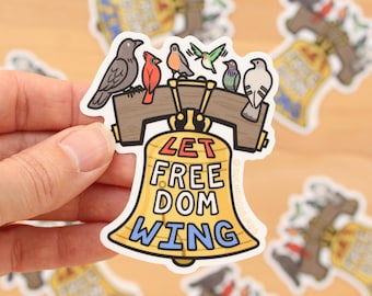 Philly Liberty Bell - "Let Freedom Wing" - 3" Vinyl Sticker -bird Philadelphia souvenir pigeon iconic landmark Pennsylvania American history