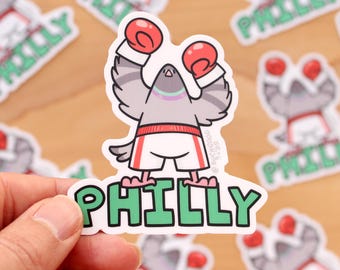 Philly Pigeon Rocky - 3" Vinyl Sticker - cute bird Philadelphia Art Museum souvenir pigeons iconic city Pennsylvania boxer statue inspiring