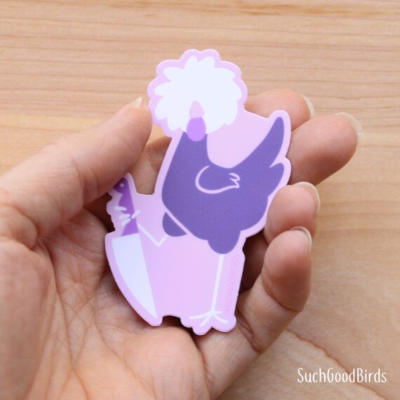 Holding Chef's Knife - Polish Chicken With Knife - 3" Vinyl Sticker - cute chicken sticker, birds with knives, kawaii pastel soft colors