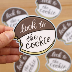 NYC Black & White Cookie 3 ""Vinyl-Aufkleber - süßer Aufkleber, Kawaii-Aufkleber, Dessert-Cookie-Aufkleber New York City-Souvenir, ""Look to the Cookie""."