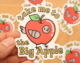NYC Pigeon "Take Me to the Big Apple" - New York City souvenir sticker - 3" Vinyl Sticker - cute bird sticker, city pigeons, NYC souvenir