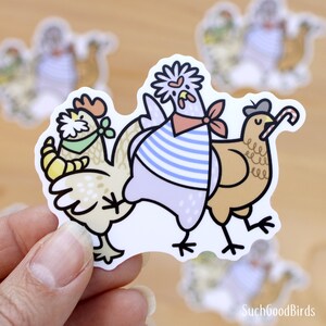"3 "Vinyl-Aufkleber ""Three French Hens"" Faverolles Birds"