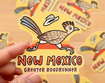 New Mexico Roadrunner - 3" Vinyl Sticker - cute bird Western - American West country souvenir - Cowboy Hat