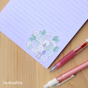 Chickens 5&quot; x 7&quot; Note Pad - Hydrangea Flowers - polish chickens gifts for chicken keeper memo pad, soft pastel notepad, cute bird stationery