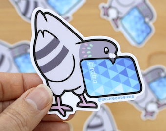 Chicago Transit Card - 3" Vinyl Sticker - cute pigeon bird sticker, city pigeons, mass transit subway, "L" Train, Windy city Illinois travel