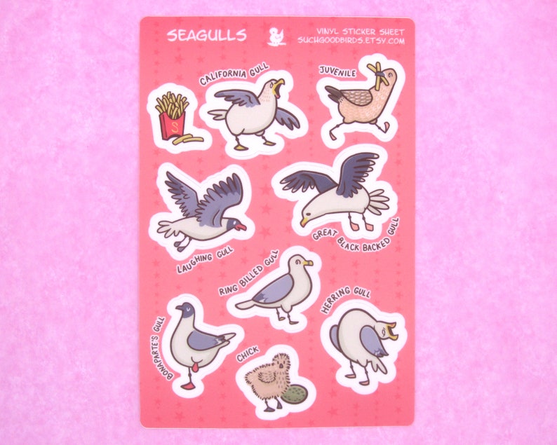 Seagull Stickers / 4x6 Sticker Sheet / Cute Birds / | Etsy