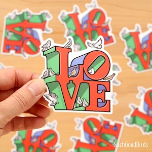 Philly Love Park Skulptur - 7,5 cm Vinyl Aufkleber - süßer Vogel Philadelphia Skate Park Souvenir Tauben Wahrzeichen Pennsylvania