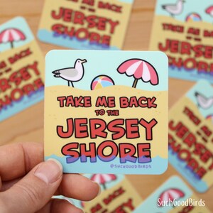NJ ジャージーショアへ連れて行って - ビーチシーガル - 3インチビニールステッカー - 海岸、オーシャンビーチ、夏の遊歩道スナック、ニュージャージーステッカー