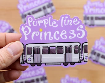 Chicago L Train - Purple Line Princess - 3" Vinyl Sticker - souvenir sticker, mass transit subway train decal, Windy city, Illinois travel