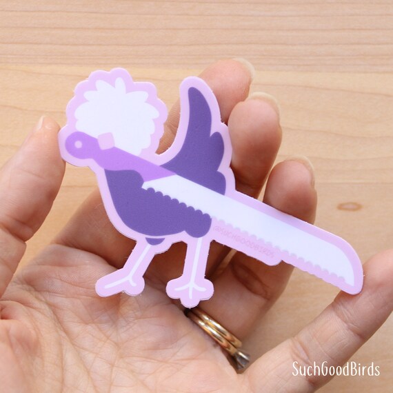 Bread Knife - Polish Chicken With Knife - 3" Vinyl Sticker - cute chicken sticker, birds with knives, kawaii pastel soft colors