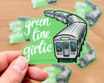 Chicago L Train - Green Line Girlie - 3" Vinyl Sticker - souvenir sticker, mass transit subway train decal, Windy city, Illinois travel