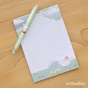 Chickens 5&quot; x 7&quot; Note Pad - Rain - cute bird gifts for backyard chicken, memo, bird stationery, notepad, cute bird, hen chicks soft seaform