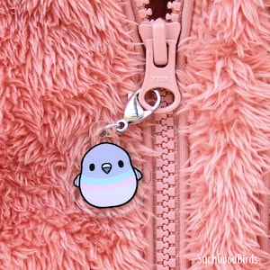 Pigeons (Series 2) Zipper Pull - Classic Gray - 1&quot; zipper charm for coat or bag, gifts for bird lover, birdwatching charm, pastel bird cute
