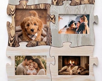 Puzzle Piece Picture Frame, Personalized Family Puzzle, Puzzle photo frame, 4x6 picture frame
