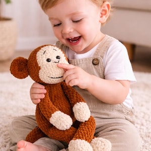 Padrão de crochê de macaco amigurumi | PDF de bichinho de pelúcia | Tutorial de brinquedo de pelúcia para iniciantes