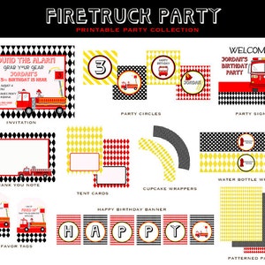 INSTANT DOWNLOAD, Fire truck Birthday, Printable Juice Box Wraps Firetruck theme image 3