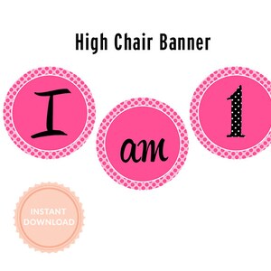 SOFORTIGER DOWNLOAD, TUTUS Kinderhochstuhl Banner (Pink and Black Polka - Zebra - Ballet Party - 1. Geburtstag Banner)