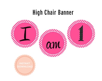 INSTANT DOWNLOAD, TUTUS High Chair Banner  (Pink and Black Polka - Zebra - Ballet Party - 1st birthday Banner)