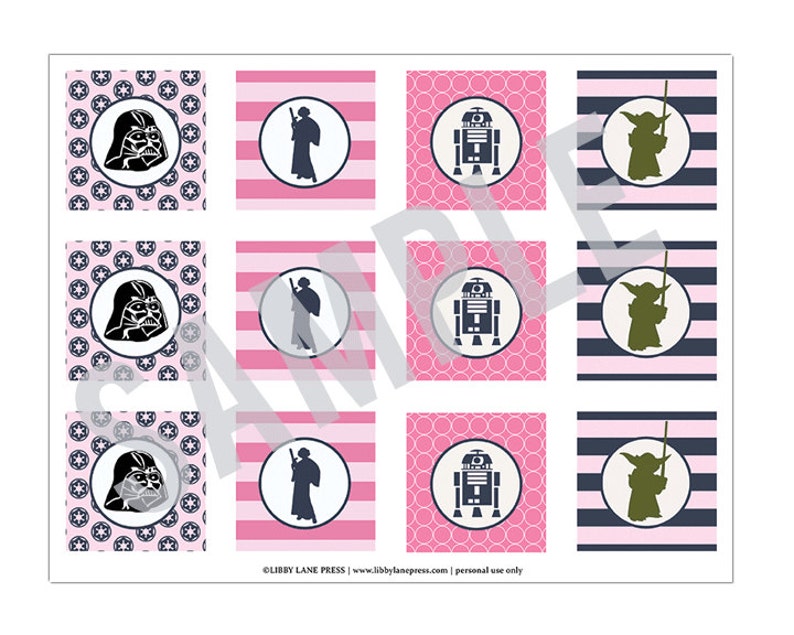 INSTANT DOWNLOAD Modern Girls Star Wars Cupcake Toppers Star Wars party, Princess Leia, Girls Party, Star Wars, Printable Cupcake Toppers image 2
