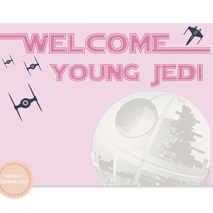 DOWNLOAD INSTANTÂNEO Sinal de festa de Star Wars (Princesa Leia, Aniversário de Star Wars, Banner de Star Wars, Estrela da Morte, Meninas Star Wars, Darth Vader, Yoda)