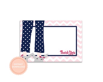 INSTANT DOWNLOAD, CHEVRON Pancakes & Pajamas-Printable Thank You Note - As Seen on Amy Atlas Events