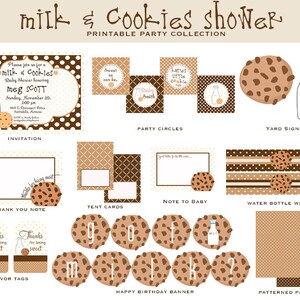 INSTANT DOWNLOAD, Printable Blank Tent Cards, Milk and Cookies Shower, Brown image 3