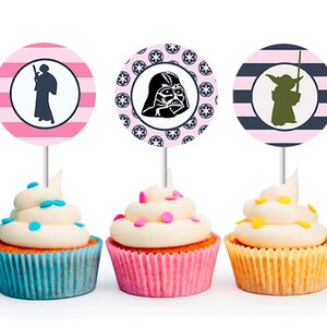 INSTANT DOWNLOAD Modern Girls Star Wars Cupcake Toppers Star Wars party, Princess Leia, Girls Party, Star Wars, Printable Cupcake Toppers image 1