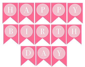 INSTANT DOWNLOAD, DONUTS & Dots, Printable Happy Birthday Banner (Party Decoration)