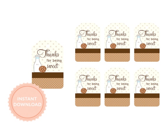 INSTANT DOWNLOAD, Milk & COOKIES Favor Hang Tag Il_570xn