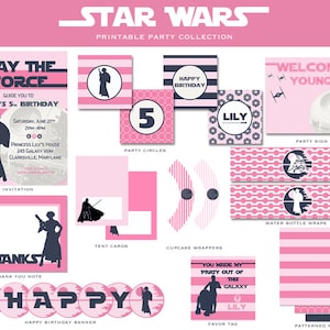 INSTANT DOWNLOAD Modern Girls Star Wars Cupcake Toppers Star Wars party, Princess Leia, Girls Party, Star Wars, Printable Cupcake Toppers image 3