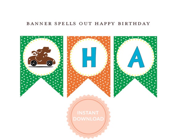 INSTANT DOWNLOAD Go Dog Go Party, Happy Birthday Banner, Printable Il_570xn