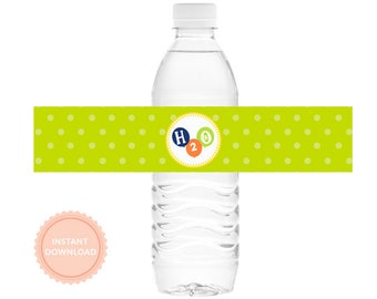 INSTANT DOWNLOAD BALLOON Party Water Bottle Labels (Balloon Water Bottle Wraps, Balloon Drink Labels, lime, blue, orange)