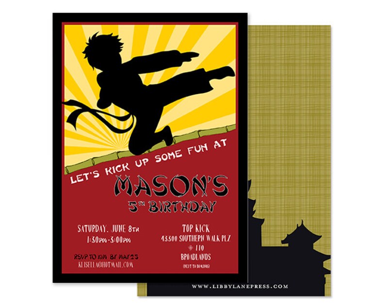 INSTANT DOWNLOAD KARATE Party Thank You Note Etsy