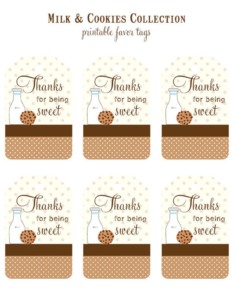 INSTANT DOWNLOAD, MILK & Cookies Party, Flat 4x6 Thank You Notes Baby Shower Thank You image 3