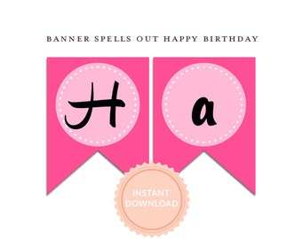 INSTANT DOWNLOAD, TUTUS Happy Birthday Banner - Pink and Black Polka - Zebra - Ballet Party