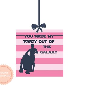 INSTANT DOWNLOAD Pink Star Wars Favor Tag (R2D2, C3PO, Princess Leia, Party Tag, Girls Star Wars Gift Tag, Return of the Jedi)